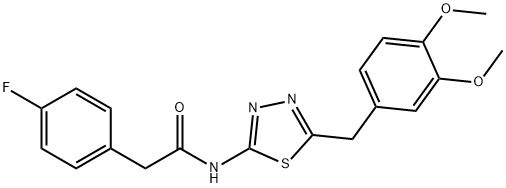 N-[5-[(3,4-dimethoxyphenyl)methyl]-1,3,4-thiadiazol-2-yl]-2-(4-fluorophenyl)acetamide Struktur