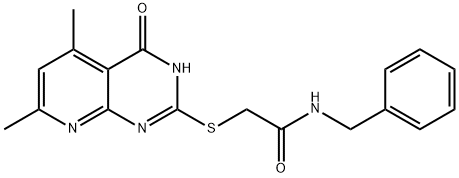 N-benzyl-2-((4-hydroxy-5,7-dimethylpyrido[2,3-d]pyrimidin-2-yl)thio)acetamide Struktur