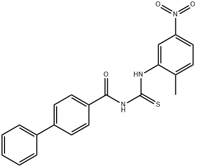 N-{[(2-methyl-5-nitrophenyl)amino]carbonothioyl}-4-biphenylcarboxamide Struktur