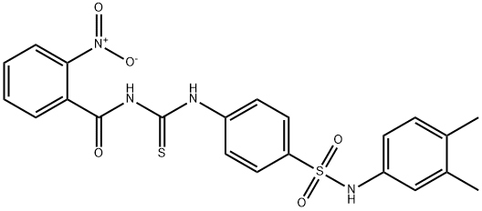 N-{[(4-{[(3,4-dimethylphenyl)amino]sulfonyl}phenyl)amino]carbonothioyl}-2-nitrobenzamide Struktur