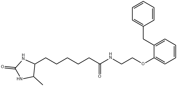 N-[2-(2-benzylphenoxy)ethyl]-6-(5-methyl-2-oxoimidazolidin-4-yl)hexanamide Struktur