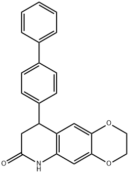 9-(4-phenylphenyl)-3,6,8,9-tetrahydro-2H-[1,4]dioxino[2,3-g]quinolin-7-one Struktur