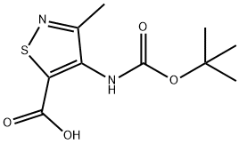 3-methyl-4-[(2-methylpropan-2-yl)oxycarbonylamino]-1,2-thiazole-5-carboxylic acid, 4-tert-Butoxycarbonylamino-3-methyl-isothiazole-5-carboxylic acid Struktur