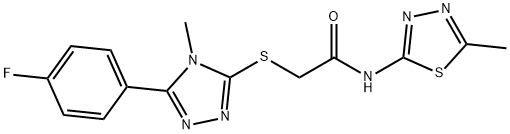 2-{[5-(4-fluorophenyl)-4-methyl-4H-1,2,4-triazol-3-yl]sulfanyl}-N-(5-methyl-1,3,4-thiadiazol-2-yl)acetamide Struktur