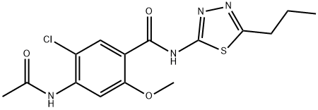 4-(acetylamino)-5-chloro-2-methoxy-N-(5-propyl-1,3,4-thiadiazol-2-yl)benzamide Struktur