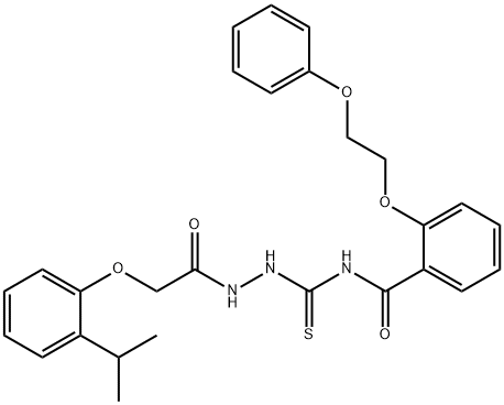 N-({2-[(2-isopropylphenoxy)acetyl]hydrazino}carbonothioyl)-2-(2-phenoxyethoxy)benzamide Struktur