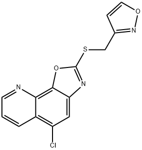 5-Chloro-2-(isoxazol-3-ylmethylsulfanyl)-oxazolo[4,5-h]quinoline Struktur