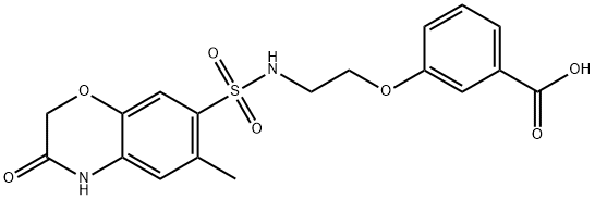 3-[2-(6-Methyl-3-oxo-3,4-dihydro-2H-benzo[1,4]oxazine-7-sulfonylamino)-ethoxy]-benzoic acid Struktur