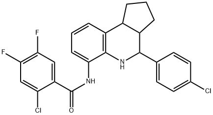 2-chloro-N-[4-(4-chlorophenyl)-2,3,3a,4,5,9b-hexahydro-1H-cyclopenta[c]quinolin-6-yl]-4,5-difluorobenzamide Struktur