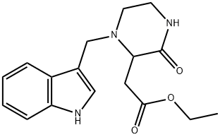 ethyl [1-(1H-indol-3-ylmethyl)-3-oxo-2-piperazinyl]acetate Struktur