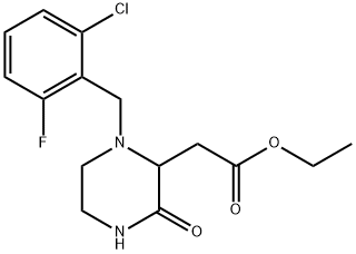 ethyl [1-(2-chloro-6-fluorobenzyl)-3-oxo-2-piperazinyl]acetate Struktur