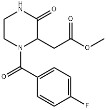 methyl [1-(4-fluorobenzoyl)-3-oxo-2-piperazinyl]acetate Struktur