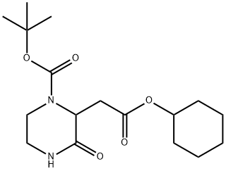 tert-butyl 2-(2-cyclohexyloxy-2-oxoethyl)-3-oxopiperazine-1-carboxylate Struktur