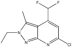 6-chloro-4-(difluoromethyl)-2-ethyl-3-methyl-2H-pyrazolo[3,4-b]pyridine Struktur