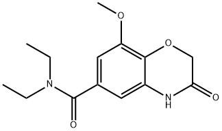 N,N-diethyl-8-methoxy-3-oxo-3,4-dihydro-2H-1,4-benzoxazine-6-carboxamide Struktur