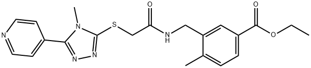 ethyl 4-methyl-3-{[({[4-methyl-5-(4-pyridinyl)-4H-1,2,4-triazol-3-yl]sulfanyl}acetyl)amino]methyl}benzoate Struktur