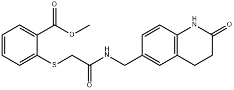 methyl 2-[2-oxo-2-[(2-oxo-3,4-dihydro-1H-quinolin-6-yl)methylamino]ethyl]sulfanylbenzoate Struktur