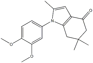 1-(3,4-dimethoxyphenyl)-2,6,6-trimethyl-5,7-dihydroindol-4-one Struktur