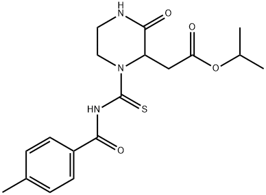 isopropyl (1-{[(4-methylbenzoyl)amino]carbonothioyl}-3-oxo-2-piperazinyl)acetate Struktur