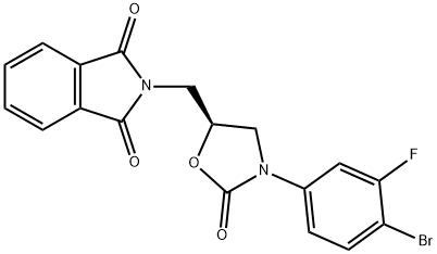 (S)-2-((3-(4-bromo-3-fluorophenyl)-2-oxooxazolidin-5-yl)methyl)isoindoline-1,3-dione Struktur