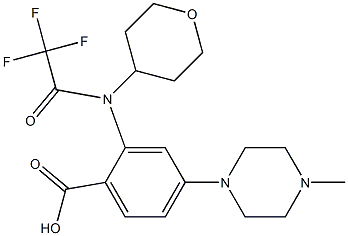 4-(4-methylpiperazin-1-yl)-2-(2,2,2-trifluoro-N-(tetrahydro-2H-pyran-4-yl)acetamido)benzoic acid Struktur