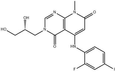 (R)-3-(2,3-DIHYDROXYPROPYL)-5-(2-FLUORO-4-IODOPHENYLAMINO)-8-METHYLPYRIDO[2,3-D]PYRIMIDINE-4,7(3H,8H)-DIONE Struktur