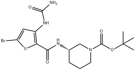 (S)-tert-butyl 3-(5-bromo-3-ureidothiophene-2-carboxamido)piperidine-1-carboxylate Struktur