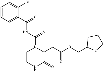 oxolan-2-ylmethyl 2-[1-[(2-chlorobenzoyl)carbamothioyl]-3-oxopiperazin-2-yl]acetate Struktur