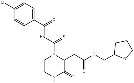 tetrahydro-2-furanylmethyl (1-{[(4-chlorobenzoyl)amino]carbonothioyl}-3-oxo-2-piperazinyl)acetate Struktur