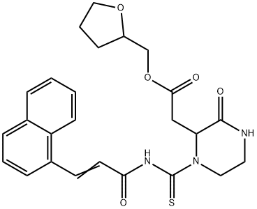 oxolan-2-ylmethyl 2-[1-[[(E)-3-naphthalen-1-ylprop-2-enoyl]carbamothioyl]-3-oxopiperazin-2-yl]acetate Struktur