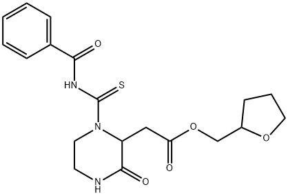 tetrahydro-2-furanylmethyl {1-[(benzoylamino)carbonothioyl]-3-oxo-2-piperazinyl}acetate Struktur