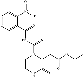 propan-2-yl 2-[1-[(2-nitrobenzoyl)carbamothioyl]-3-oxopiperazin-2-yl]acetate Struktur