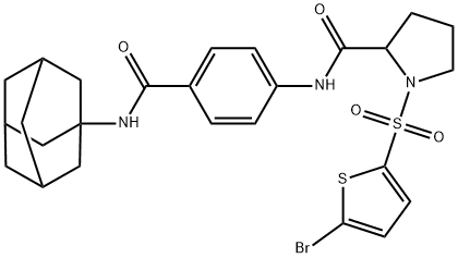 1-[(5-bromothiophen-2-yl)sulfonyl]-N-[4-(tricyclo[3.3.1.1~3,7~]dec-1-ylcarbamoyl)phenyl]prolinamide Struktur