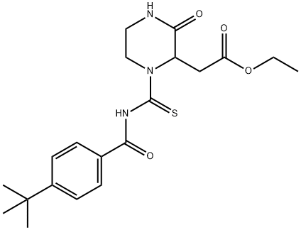 ethyl 2-[1-[(4-tert-butylbenzoyl)carbamothioyl]-3-oxopiperazin-2-yl]acetate Struktur