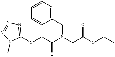 ethyl 2-[benzyl-[2-(1-methyltetrazol-5-yl)sulfanylacetyl]amino]acetate Struktur