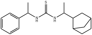 1-[1-(3-bicyclo[2.2.1]heptanyl)ethyl]-3-(1-phenylethyl)thiourea Struktur