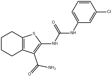 2-(3-(3-chlorophenyl)ureido)-4,5,6,7-tetrahydrobenzo[b]thiophene-3-carboxamide Struktur