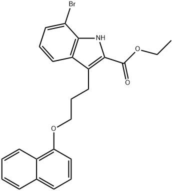 ethyl 7-bromo-3-(3-(naphthalen-1-yloxy)propyl)-1H-indole-2-carboxylate Struktur