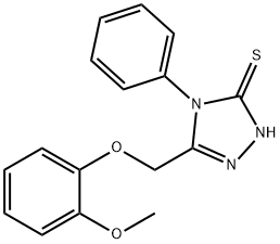 3H-1,2,4-Triazole-3-thione,2,4-dihydro-5-[(2-methoxyphenoxy)methyl]-4-phenyl- Struktur