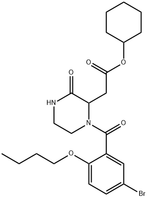 cyclohexyl [1-(5-bromo-2-butoxybenzoyl)-3-oxo-2-piperazinyl]acetate Struktur