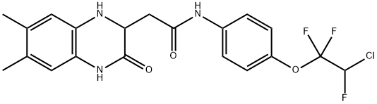 N-(4-(2-chloro-1,1,2-trifluoroethoxy)phenyl)-2-(6,7-dimethyl-3-oxo-1,2,3,4-tetrahydroquinoxalin-2-yl)acetamide Struktur