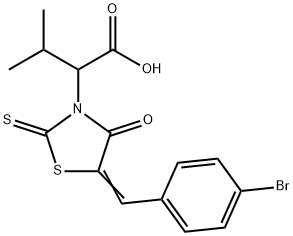 2-[5-(4-Bromo-benzylidene)-4-oxo-2-thioxo-thiazolidin-3-yl]-3-methyl-butyric acid Struktur