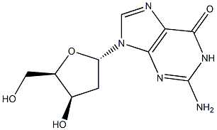 6H-Purin-6-one,2-amino-9-(2-deoxy-b-D-threo-pentofuranosyl)-1,9-dihydro- Struktur