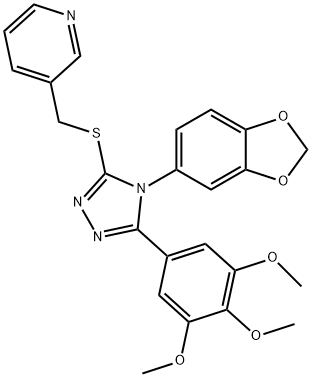 3-({[4-(1,3-benzodioxol-5-yl)-5-(3,4,5-trimethoxyphenyl)-4H-1,2,4-triazol-3-yl]sulfanyl}methyl)pyridine Struktur