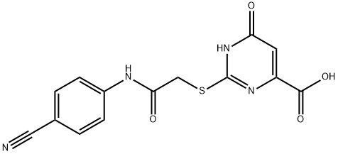 2-[(4-Cyano-phenylcarbamoyl)-methylsulfanyl]-6-oxo-1,6-dihydro-pyrimidine-4-carboxylic acid Struktur