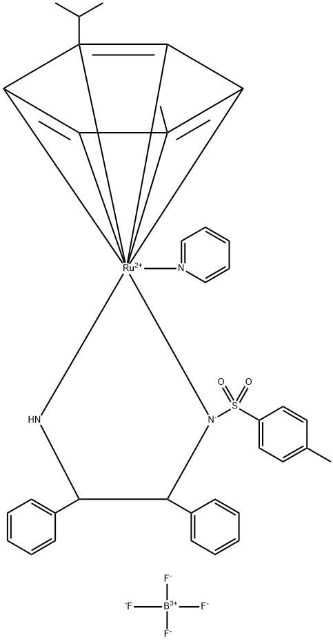 {[(1R,2R)-2-Amino-1,2-diphenylethyl](4-toluenesulfonyl)amido}(p-cymene)(pyridine)ruthenium(II)tetrafluoroborate Struktur