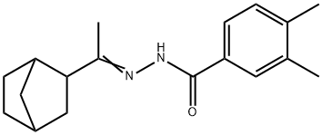 N-[(E)-1-(3-bicyclo[2.2.1]heptanyl)ethylideneamino]-3,4-dimethylbenzamide Struktur