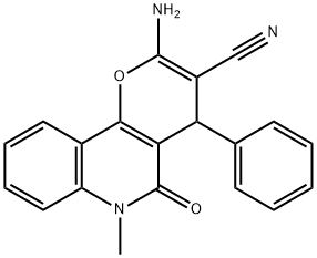 2-Amino-6-methyl-5-oxo-4-phenyl-5,6-dihydro-4H-pyrano[3,2-c]quinoline-3-carbonitrile Struktur