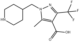 5-Methyl-1-piperidin-4-ylmethyl-3-trifluoromethyl-1H-pyrazole-4-carboxylic acid Struktur