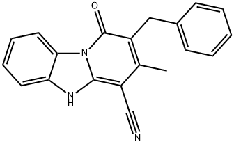 2-benzyl-3-methyl-1-oxo-5H-pyrido[1,2-a]benzimidazole-4-carbonitrile Struktur